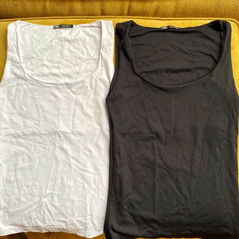Zara tank top bundle in black & white - great condition!